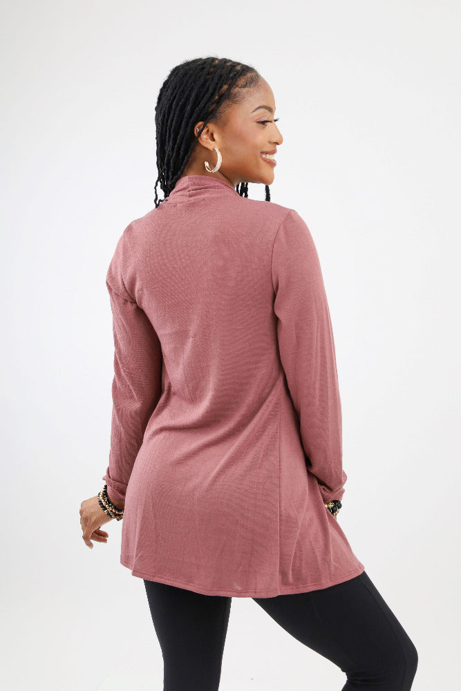 Back of Mauve Lightweight Cardigan