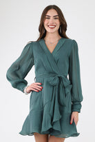 Green Ruffle Hem Mini Dress