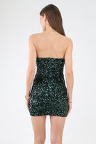 Back of green Sequin Bodycon Mini Dress