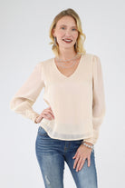 Champagne Sheer Sleeve Top