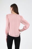 Back of Pink Sheer Sleeve Top