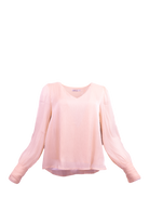 Pink Sheer Sleeve Top Flatlay