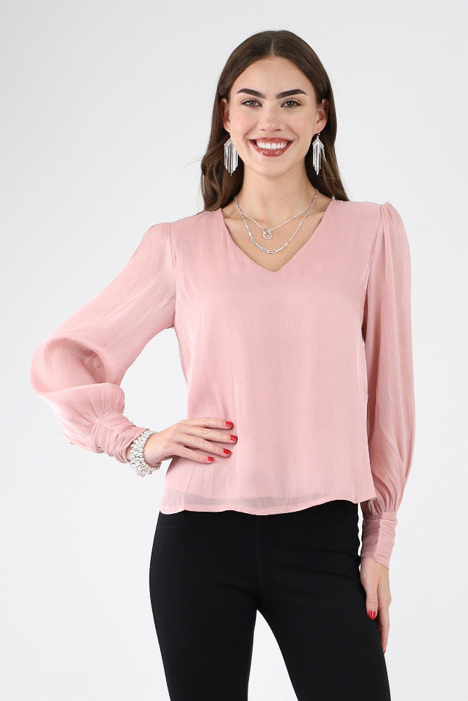 Pink Sheer Sleeve Top