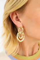 Gold Abstract Layered Oval Earrings