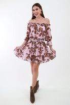 Mauve womens smocked dress