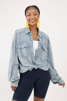 Denim Button Front Blouse