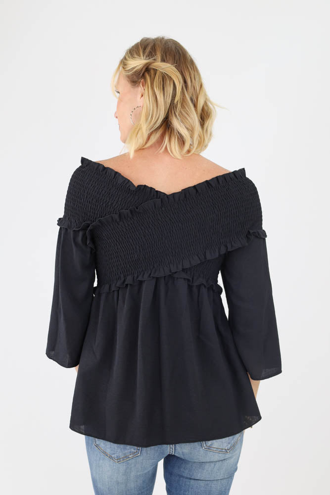 Back of Black Elegant Blouse