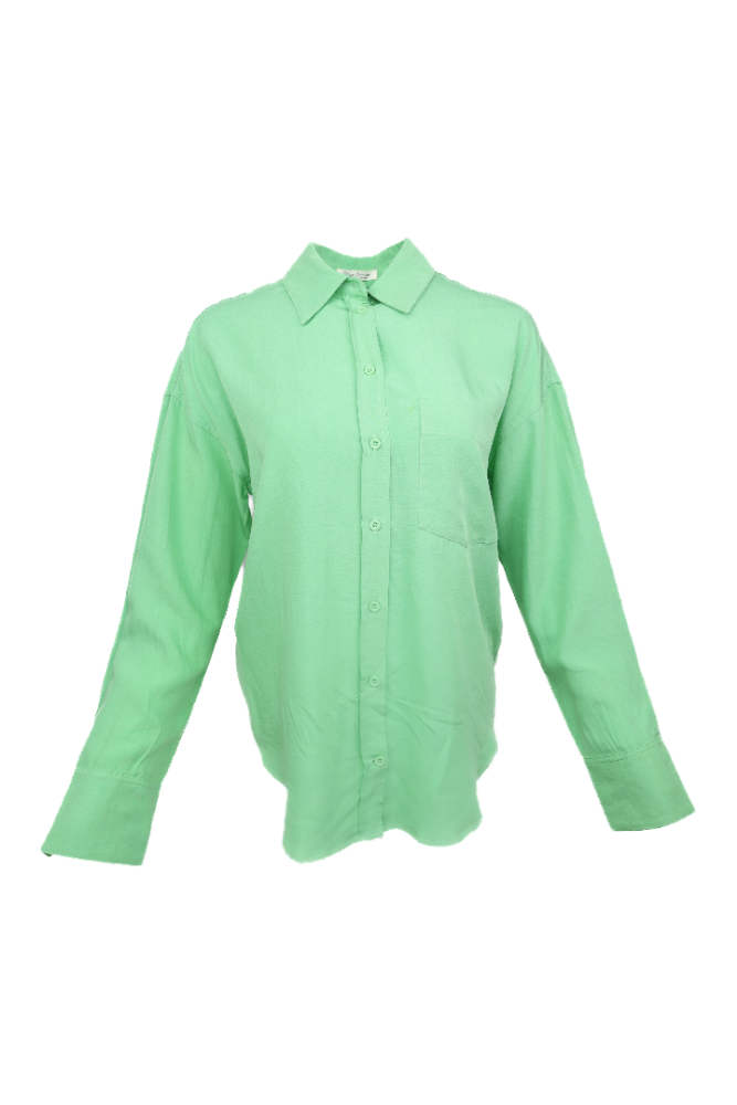 Green Womens Button Up Top Flatlay