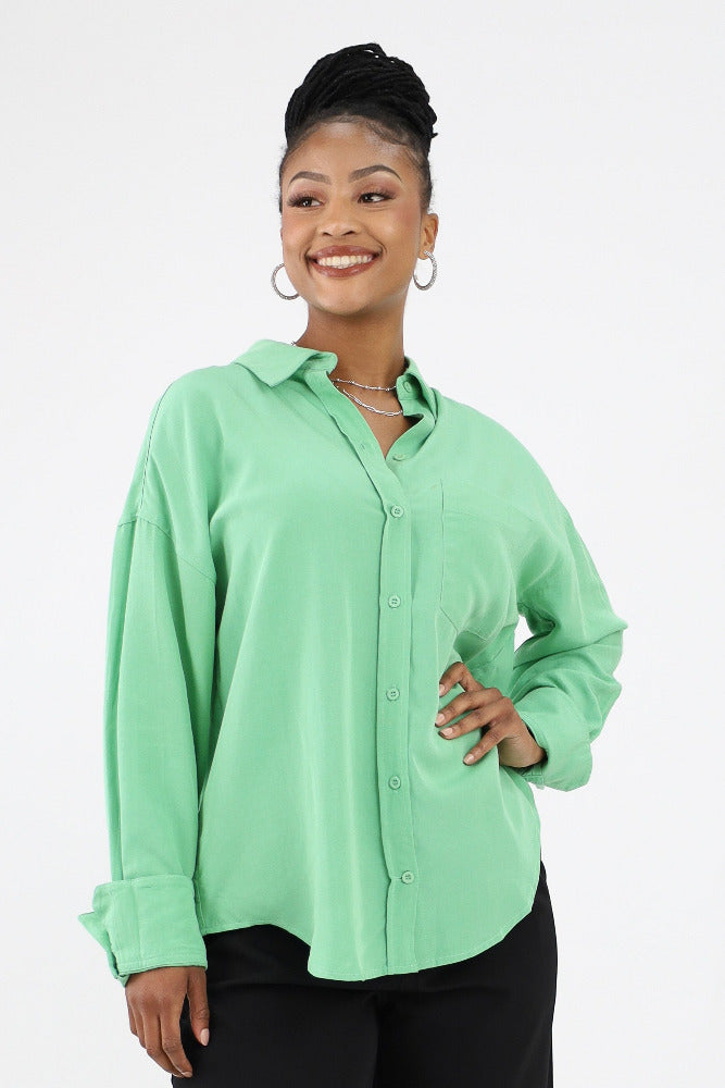 Green Womens Button Up Top