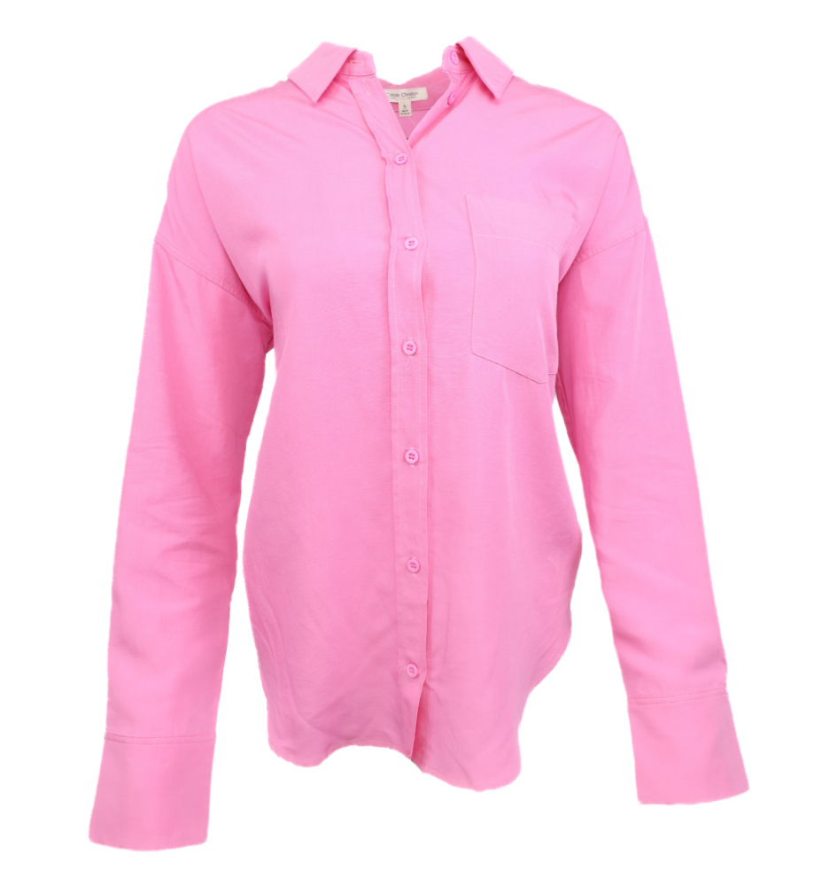 Pink Womens Button Up Top Flatlay