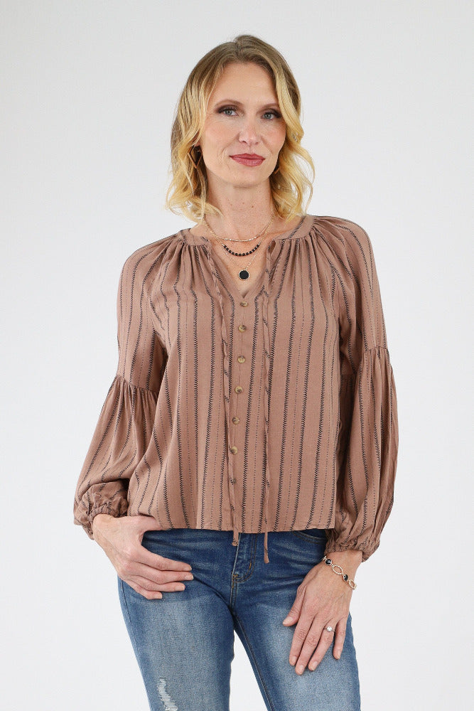 Brown Striped Blouse