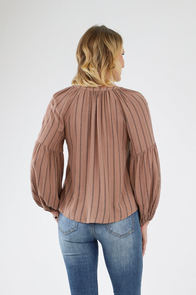 Back of brown Striped Blouse