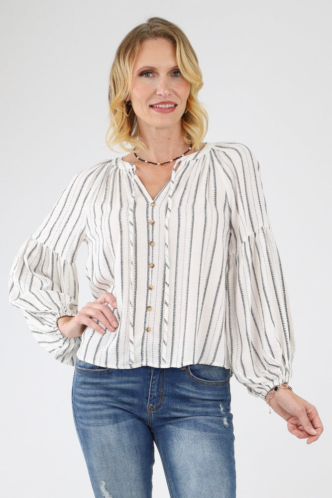 Ivory Striped Blouse