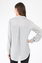 Back of black Striped Woven Top