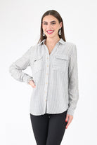 Black Striped Woven Top