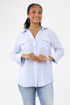 Blue Striped Woven Top