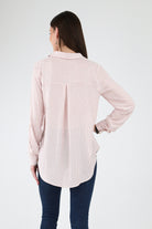 Back of peach Striped Woven Top