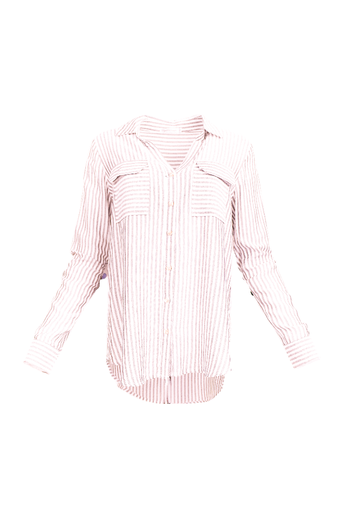 Peach Striped Woven Top Flatlay