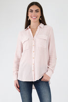 Peach Striped Woven Top