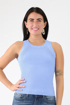 Light Blue Racerback Knit Tank Top