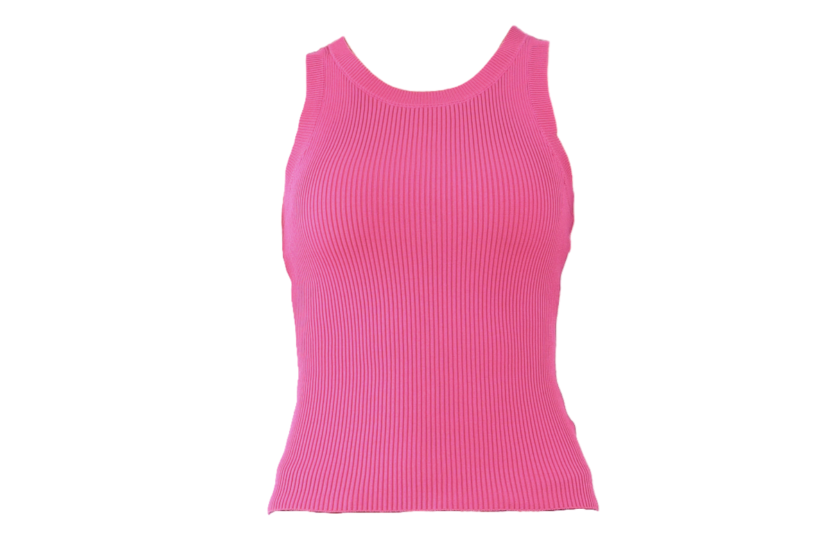 Fuchsia Racerback Knit Tank Top Flatlay