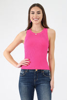 Fuchsia Racerback Knit Tank Top