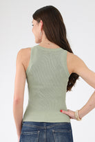 Back of olive Racerback Knit Tank Top