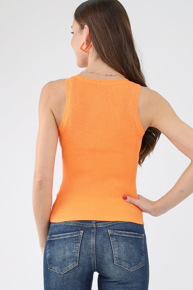 Back of orange Racerback Knit Tank Top