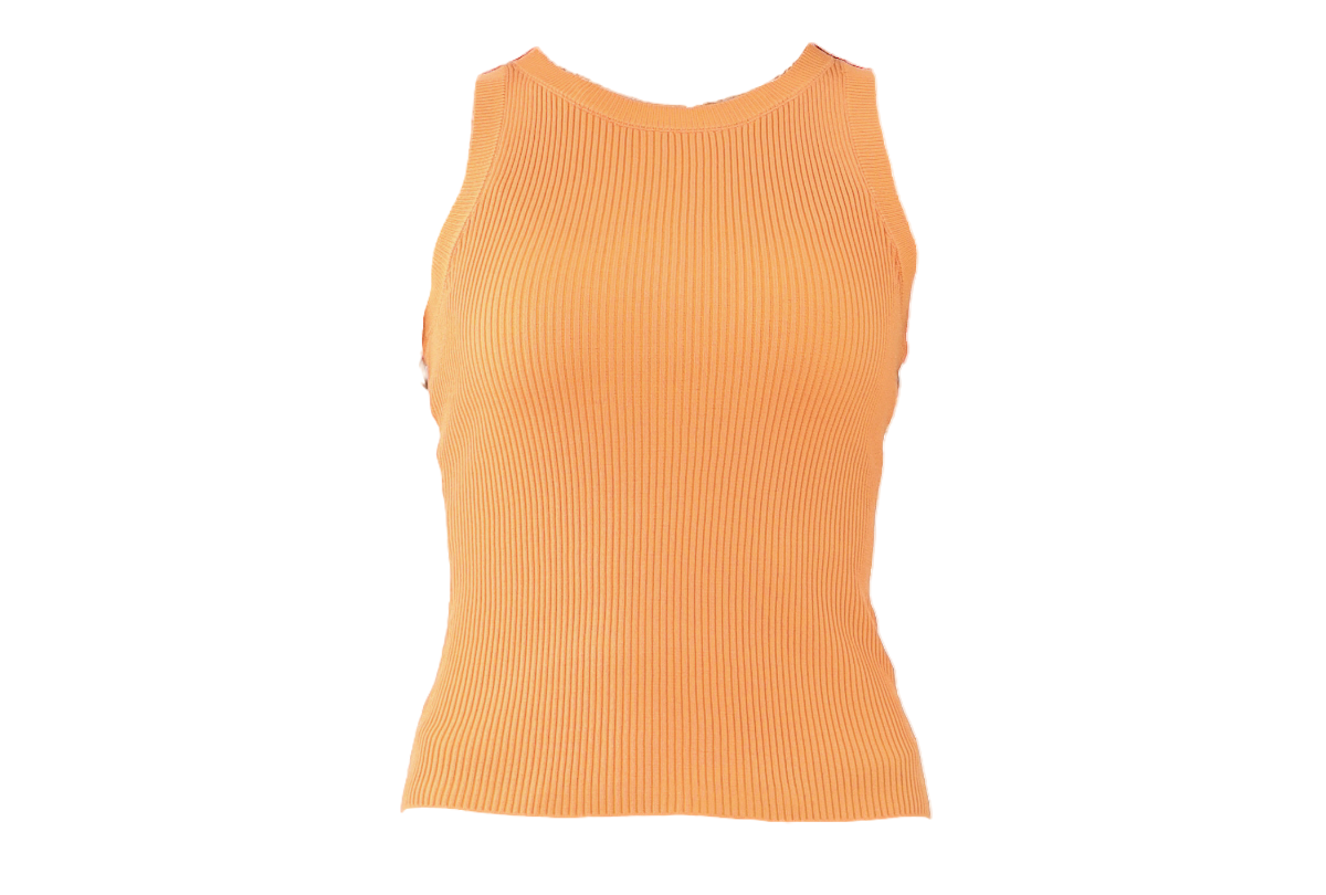 Orange Racerback Knit Tank Top Flatllay