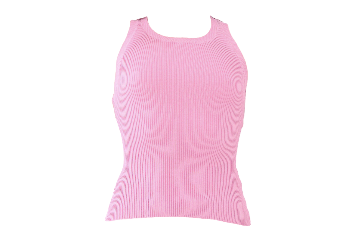 Pink Racerback Knit Tank Top Flatlay