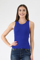 Blue Racerback Knit Tank Top