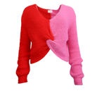 Pink and Red Color Block Sweater Flatlay