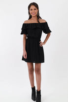 Black Off Shoulder Sleeved Dress