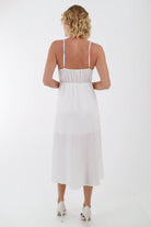 Back of white Overlap Cami Midi Dress