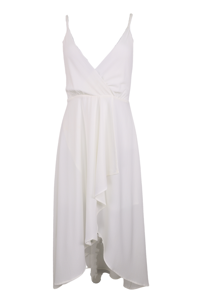 White Overlap Cami Midi Dress Flatlay