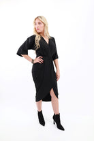 Black Ruched Bodycon Dress