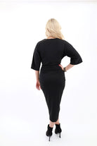 Back of black Ruched Bodycon Dress