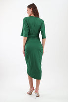 Back of green Ruched Bodycon Dress