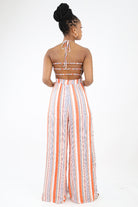 Back of Woven Striped Jumpsuit