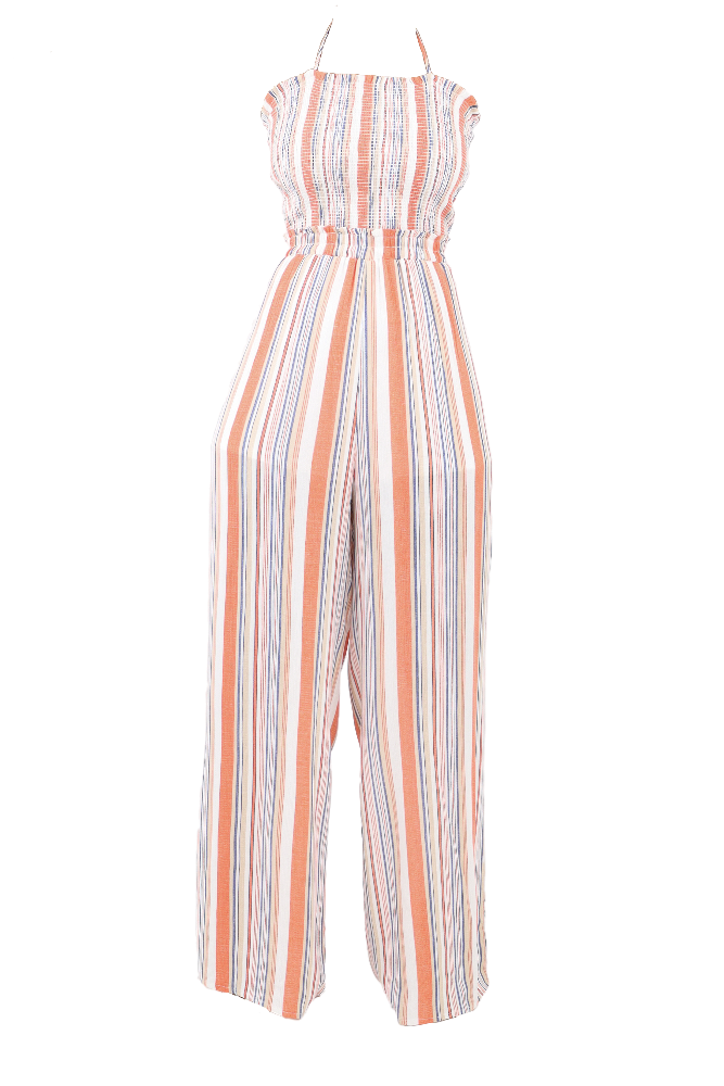 Woven Striped Jumpsuit Flatlay