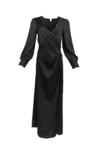 Black Satin Ruched Maxi Dress