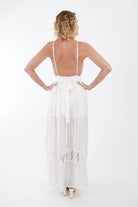 Back of White Woven Maxi Dress