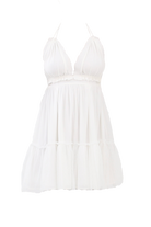 White Ruffled Hem Halter Mini Dress Flatlay