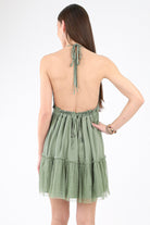 Back of Olive Halter Mini Dress