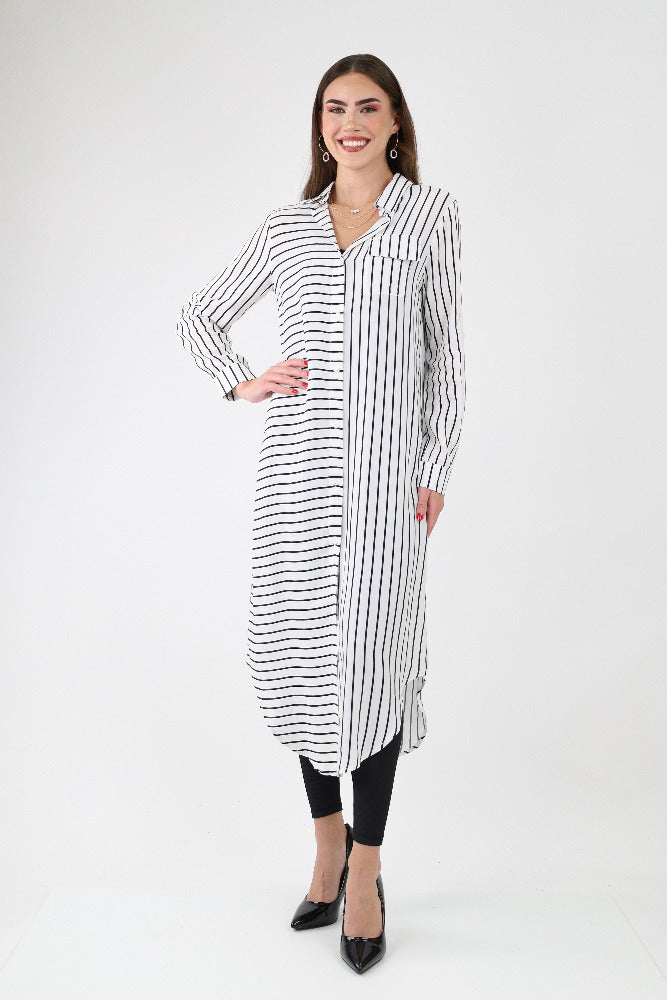 Button Down Striped Shirt Dress