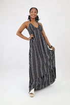 Monochrome Smocked Maxi Dress