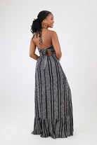 Back of Monochrome Smocked Maxi Dress