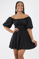 Black Off Shoulder Mini Dress