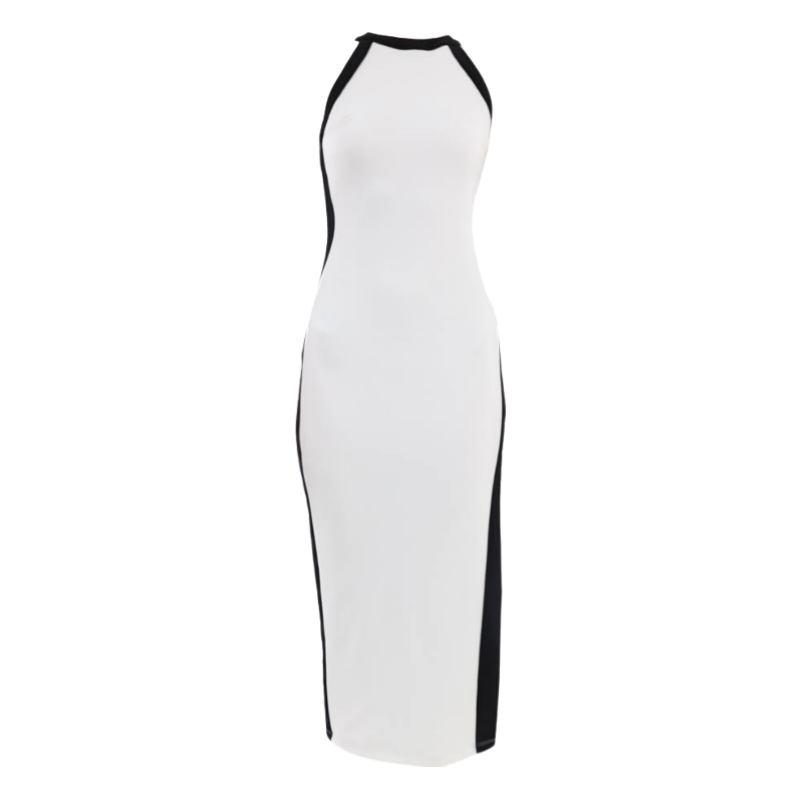 Color Block Trim Illusion Waist Cocktail Dress - StyleMe