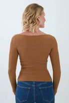 Back of Brown Sweetheart Neckline Top